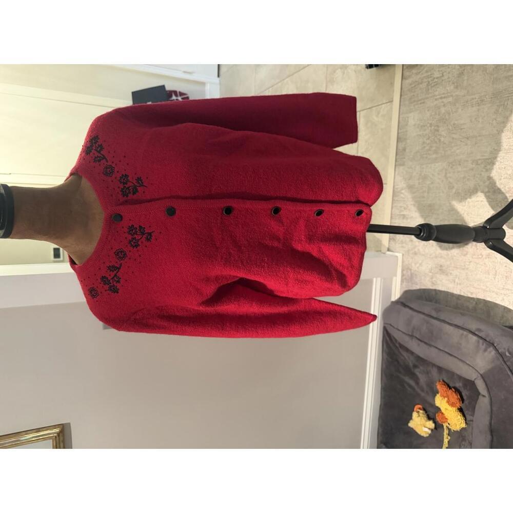 PRISTINE Vintage Pendleton Petite Red Virgin Wool Sweater Cardigan sz M